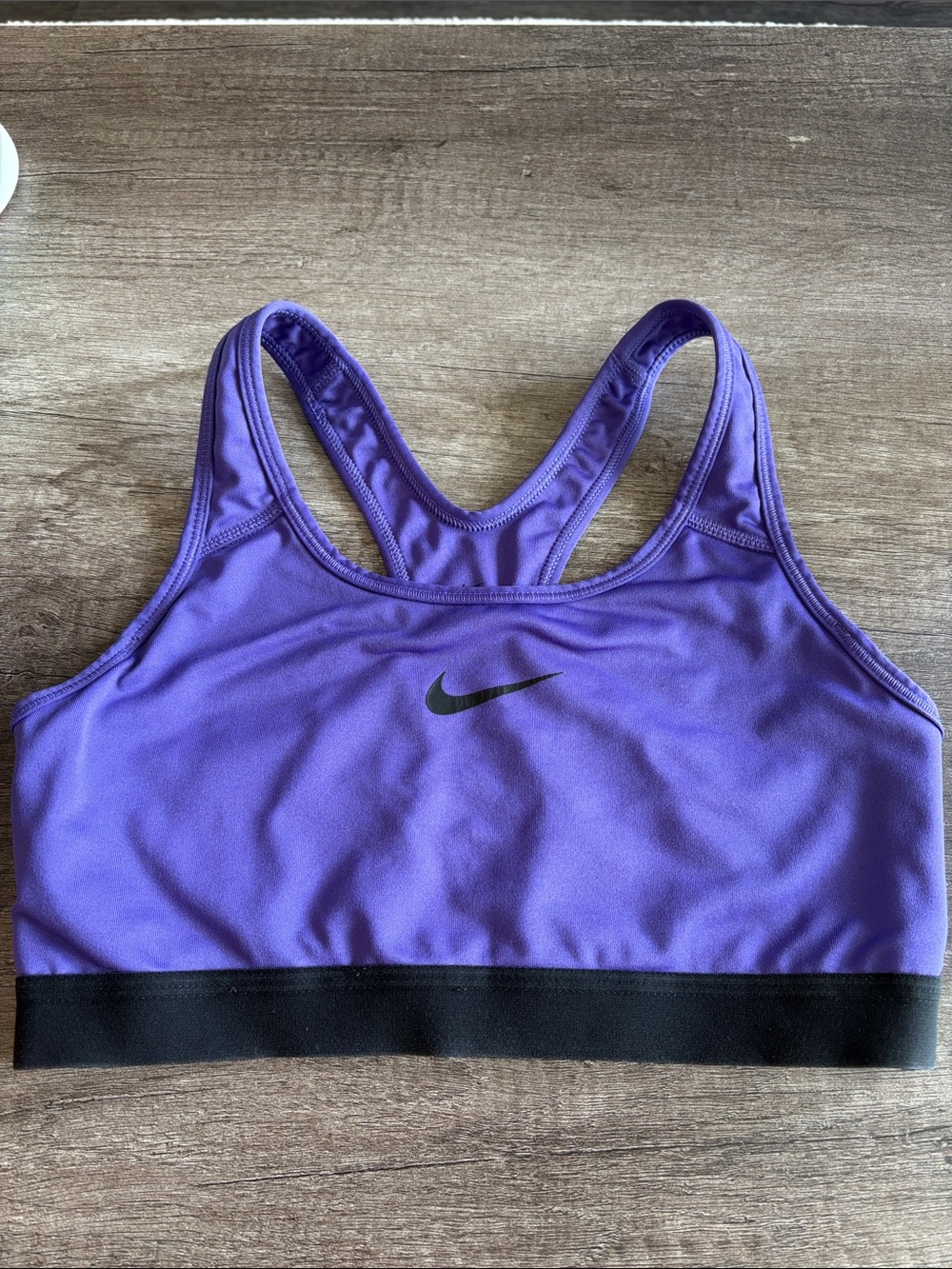 Nike Purple Racerback Sports Bra with Black Band and Swoosh